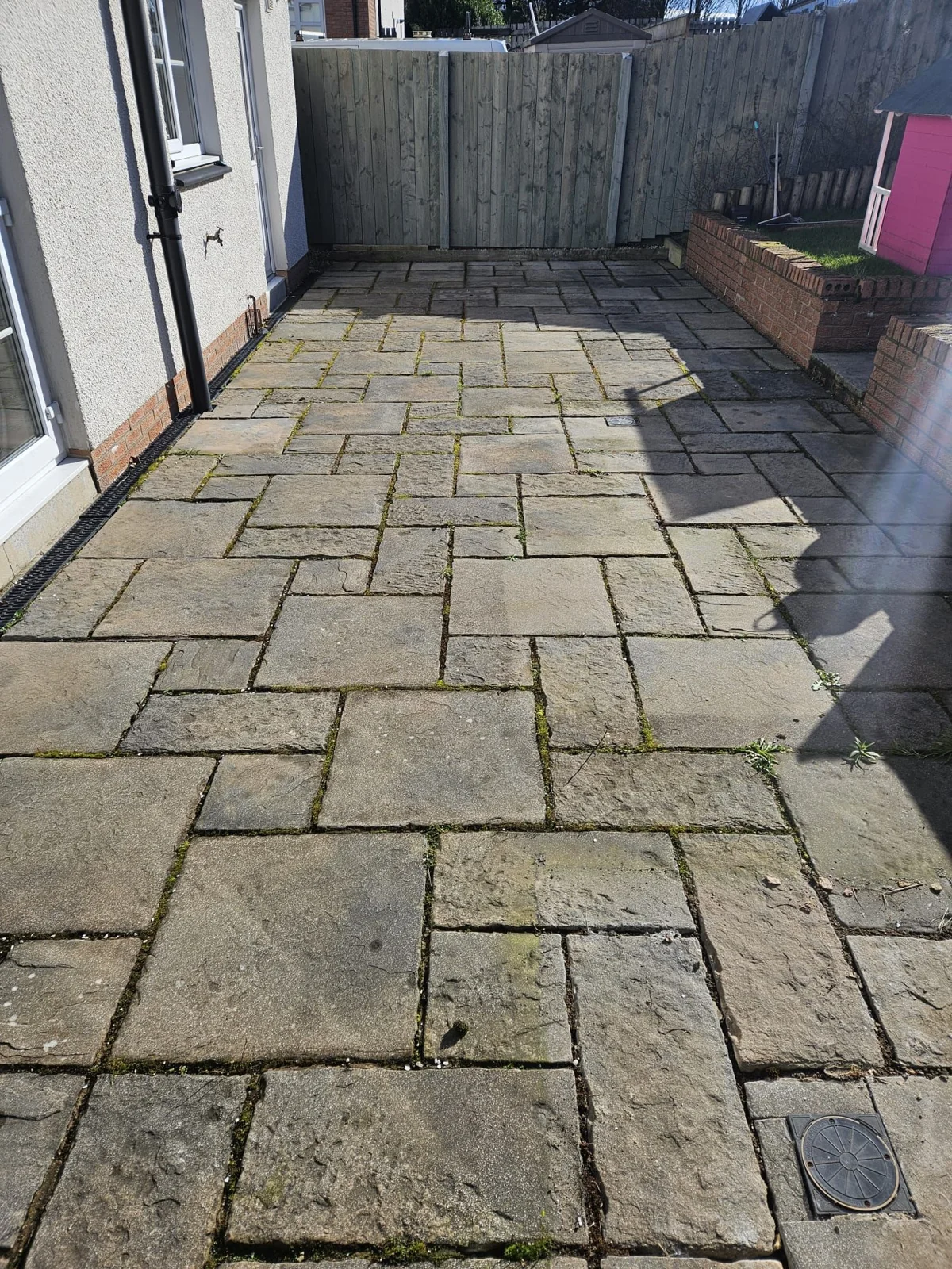 Enclosed patio cleaning — before cleaning
