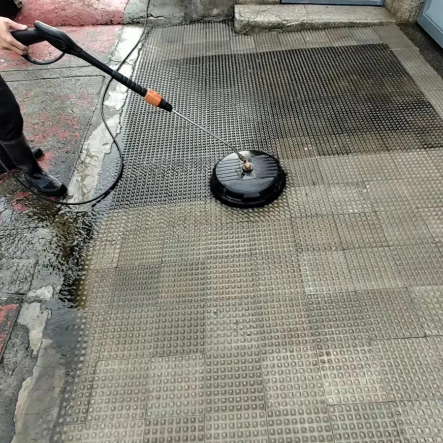 Surface cleaner washing paving